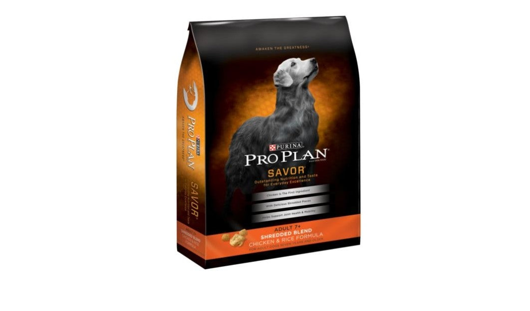 Pro plan complete essentials shredded blend 7+ chicken with Rice Senior dog food 34lb