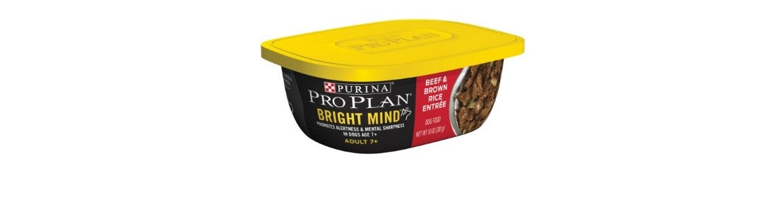 Pro Plan Bright Mind 7+ Beef And Brown Rice Entree Senior Dog 8 pack 10oz