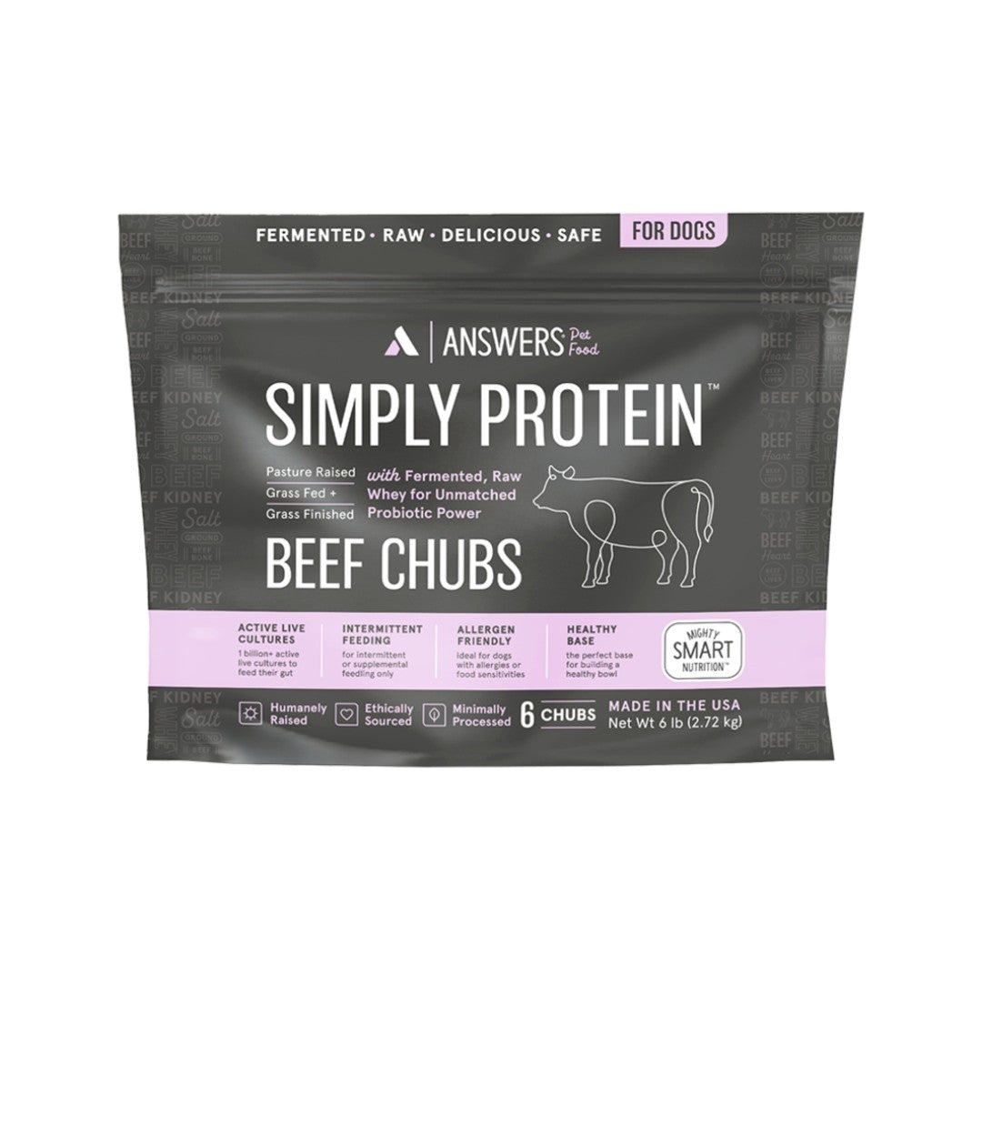 Answers Dog Simply Protein Frozen Beef Chubs 6lb