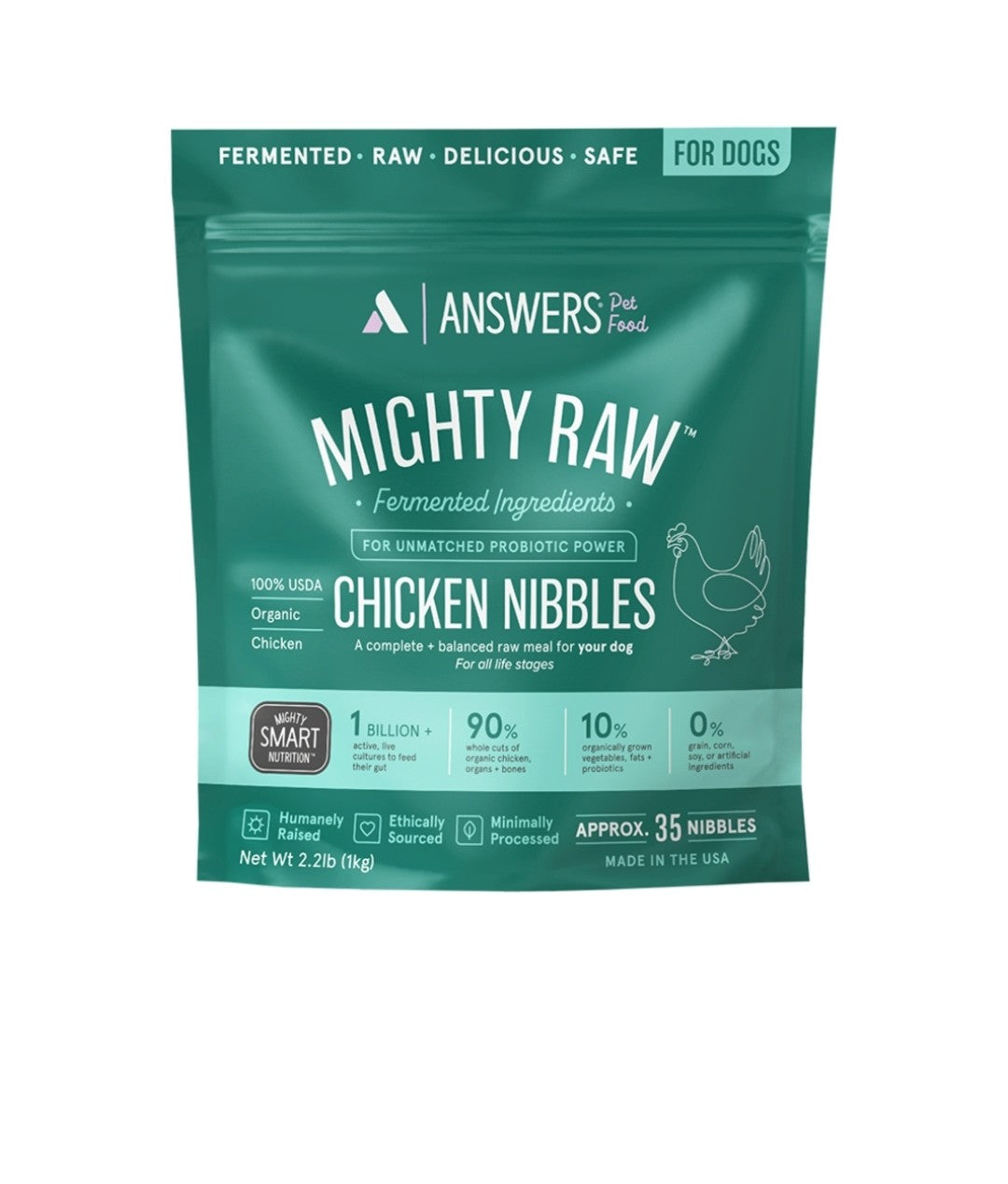 Answers Dog Mighty Raw Frozen Chicken Nibbles 2.2lb