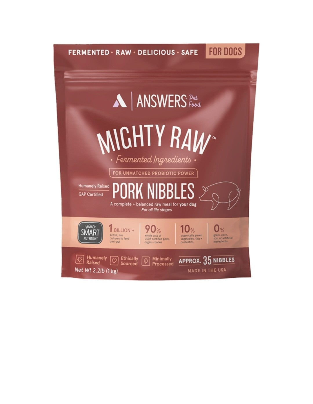 Answers Dog Mighty Raw Frozen Pork Nibbles 2.2lb