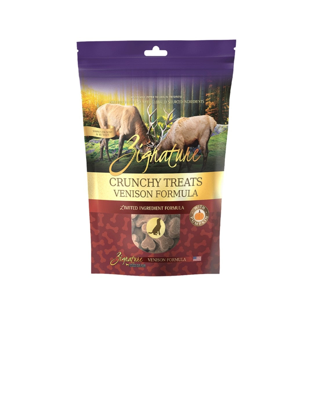 Zignature Dog Crunchy Treats Grain Free Venison 12oz
