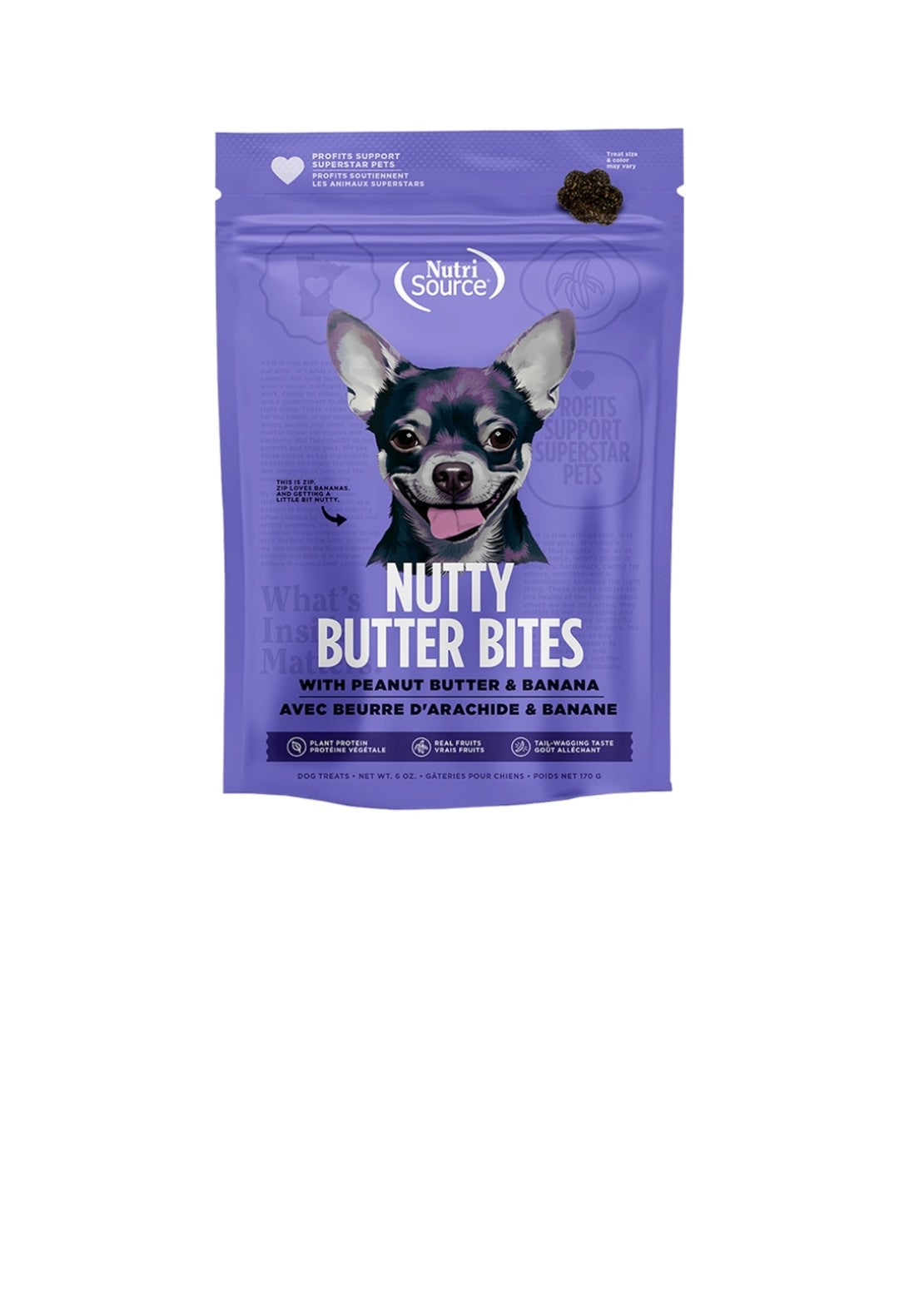 Nutrisource Dog Nutty Butter Bites Banana and Peanut Butter 6oz