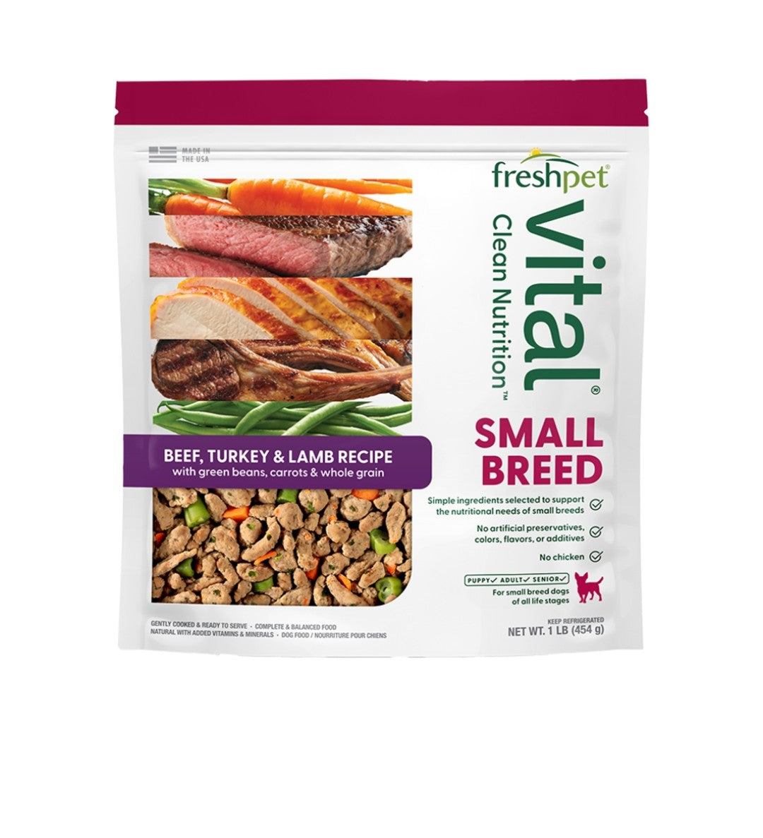 Freshpet Dog Refrigerated Vital Small Breed Complete Meals Beef 1 lbs