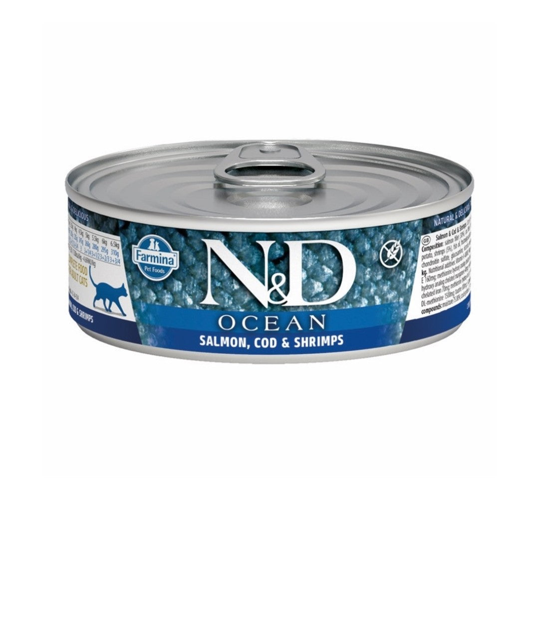 Farmina Cat N&D Ocean Grain Free Salmon, Cod and Shrimp 2.5 oz cans 24 pack