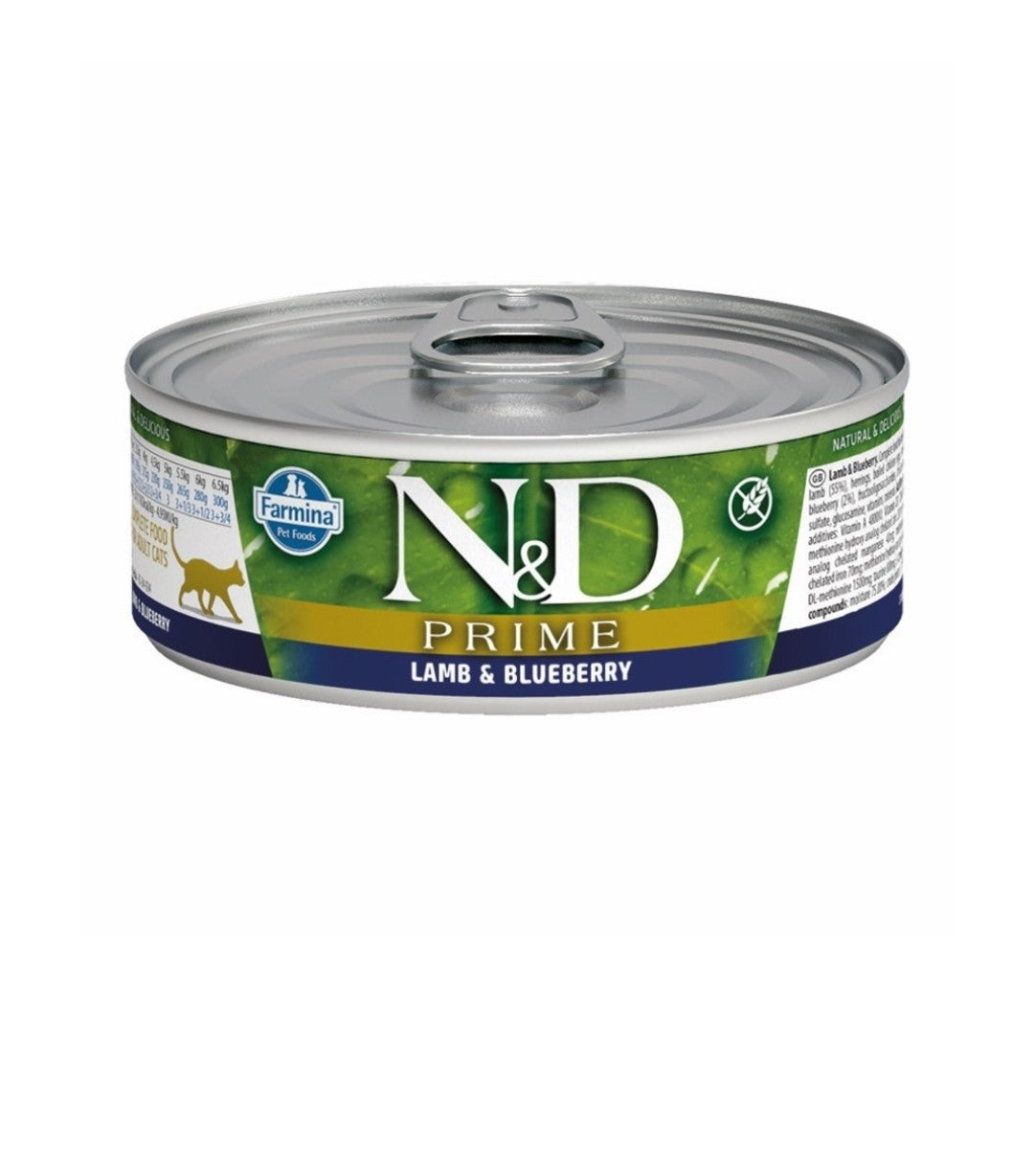 Farmina Cat N&D Prime Grain Free Lamb and Blueberry 2.5 oz cans 24 pack