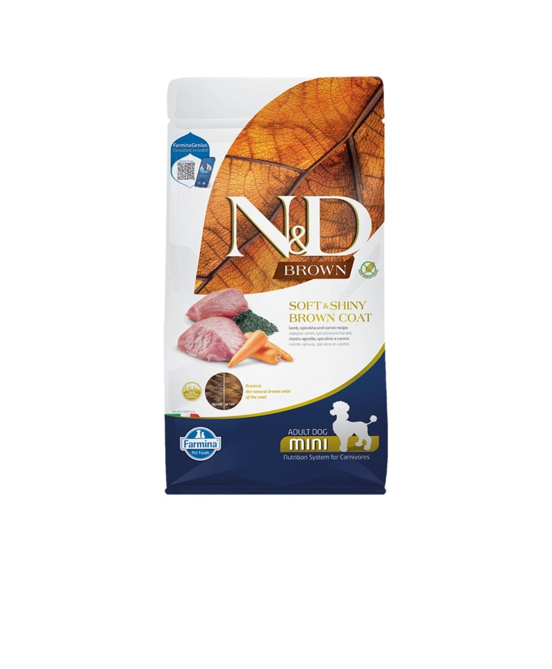Farmina Dog N&D Brown Coat Adult Mini Lamb Kelp and Carrot 3.3 lbs