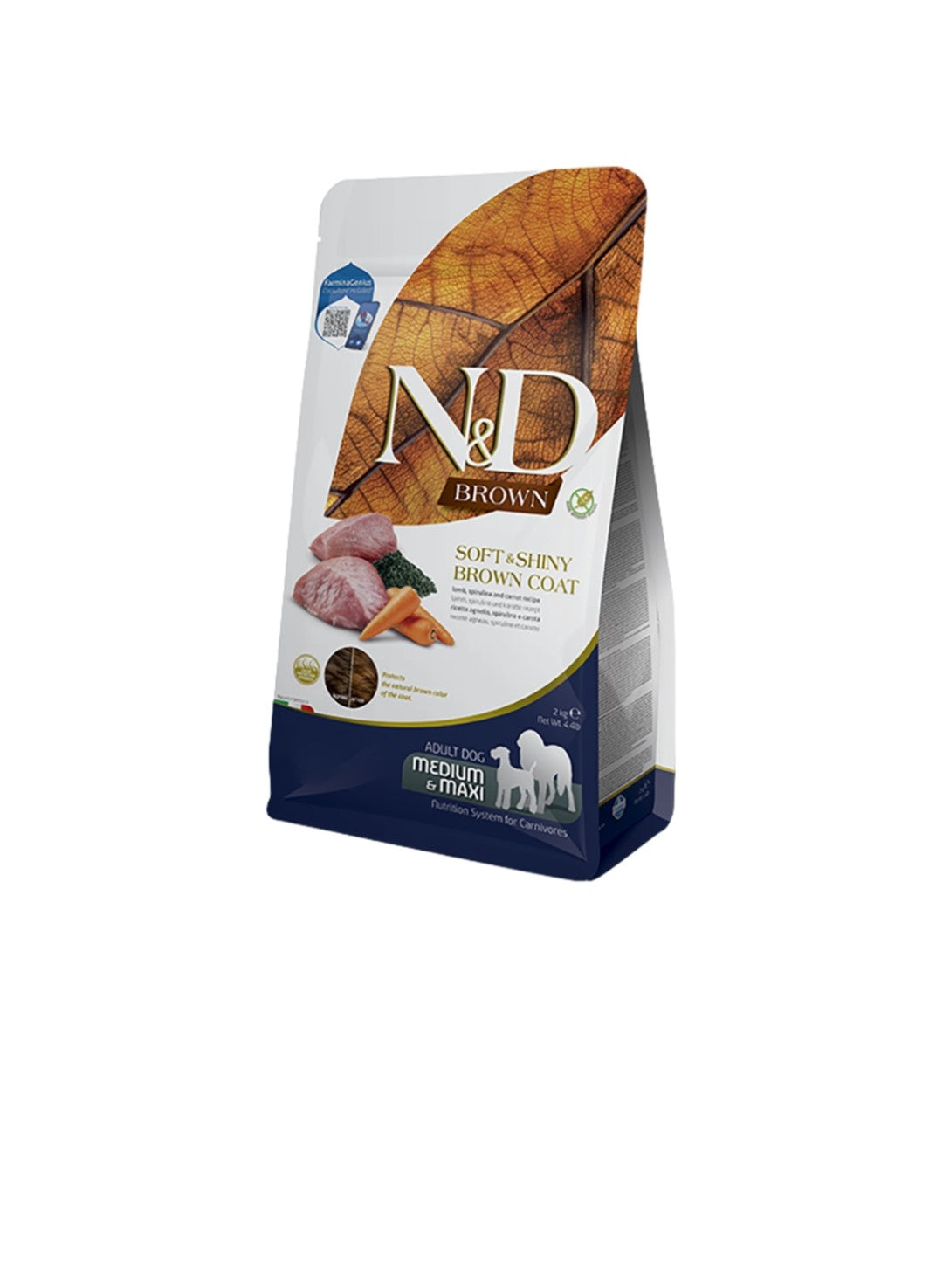 Farmina Dog N&D Brown Coat Medium And Maxi Lamb Kelp and Carrot 4.4 lbs