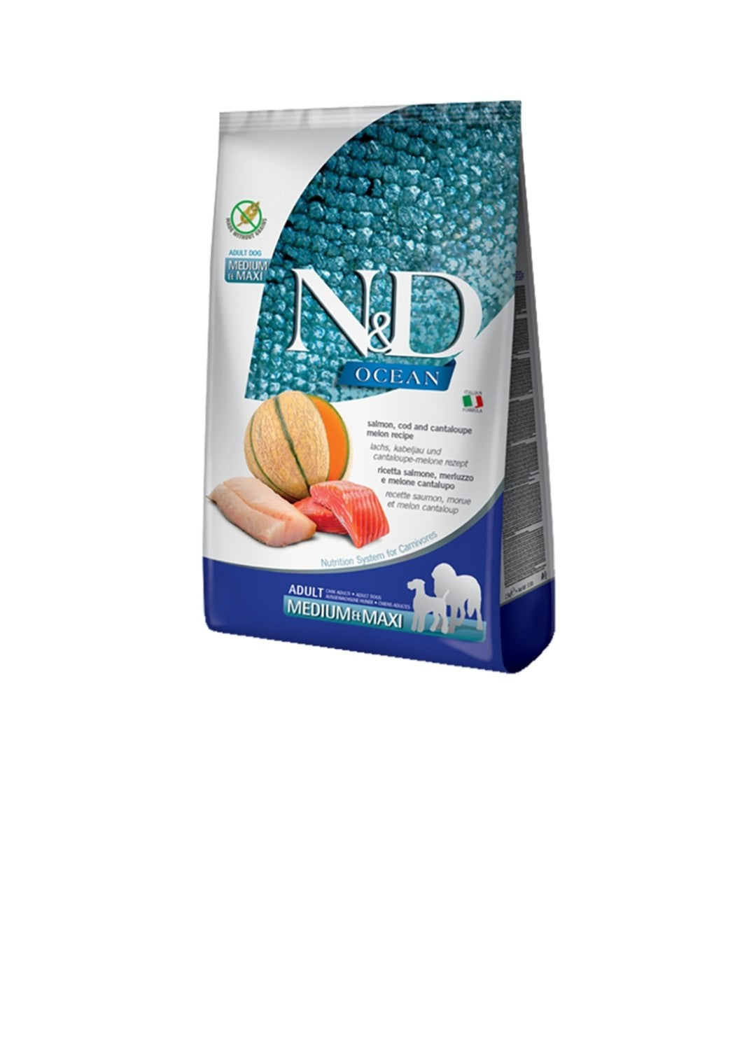 Farmina Dog N&D Ocean Adult Medium And Maxi Grain Free Salmon Cod and Cantaloupe 26.4 lbs