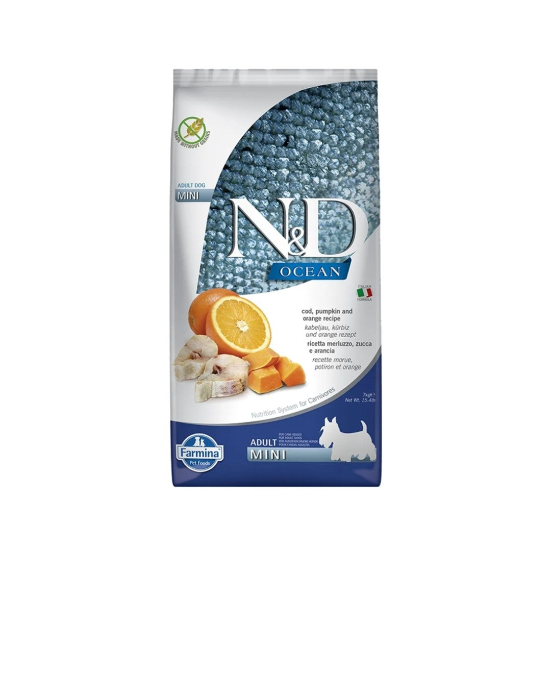 Farmina Dog N&D Ocean Adult Mini Grain Free Cod Pumpkin and Orange 15.4 lbs