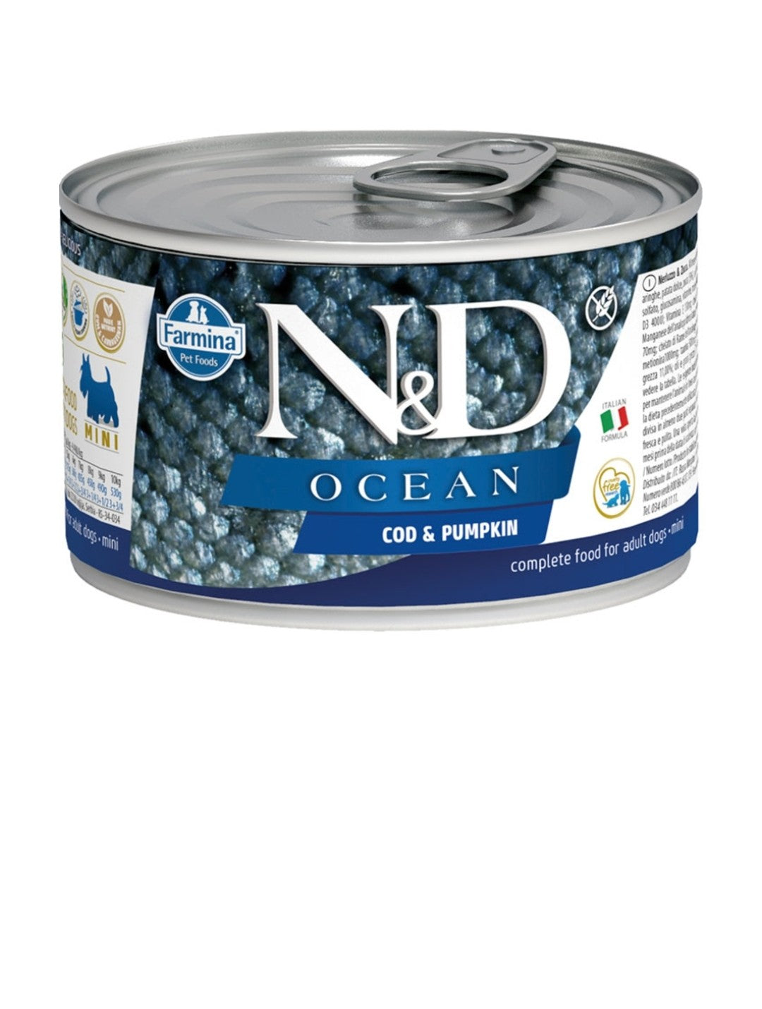 Farmina Dog N&D Ocean Mini Grain Free Cod and Pumpkin 4.9 oz cans 6 pack