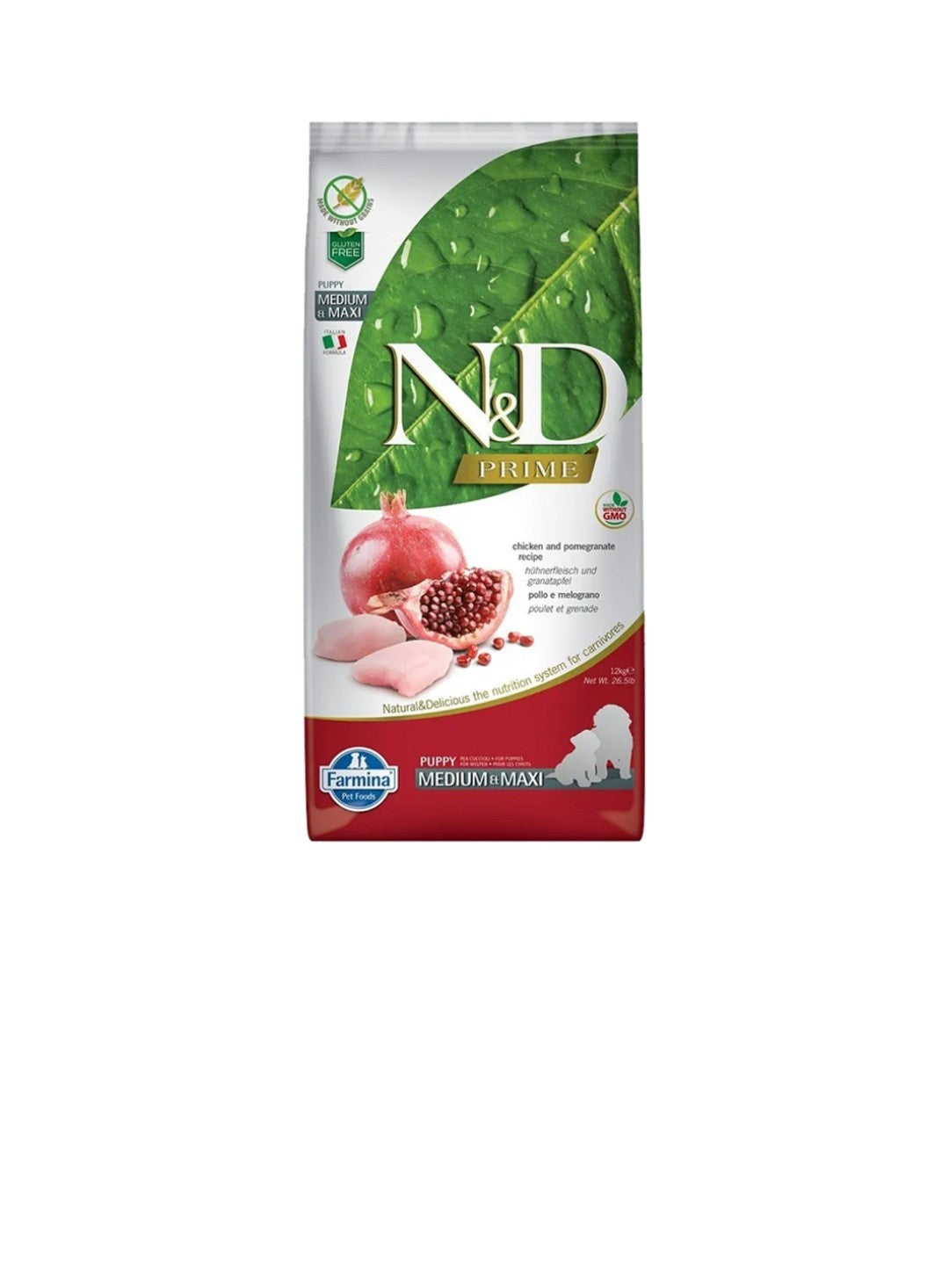 Farmina Dog N&D Prime Puppy Medium And Maxi Grain Free Chicken And Pomegranate 5.5 lbs
