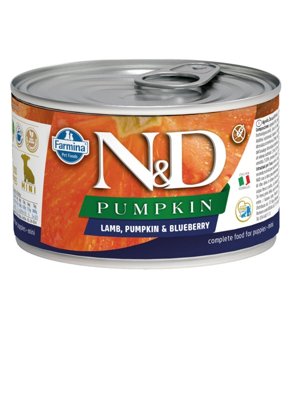 Farmina Dog N&D Pumpkin Grain Free Puppy Lamb And Blueberry 4.9 oz cans 6 pack