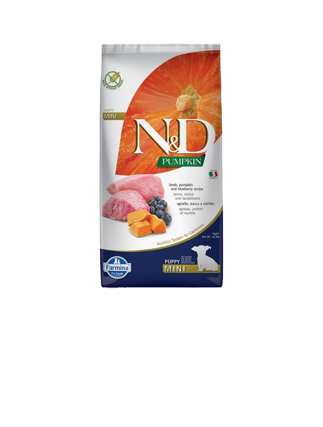 Farmina Dog N&D Pumpkin Puppy Mini Grain Free Lamb and Blueberry 5.5 lbs
