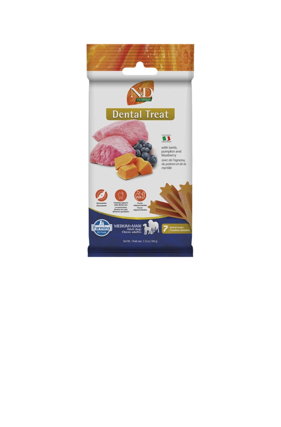 Farmina Dog N&D Pumpkin Treats Medium And Maxi Grain Free Lamb and Blueberry 100 g