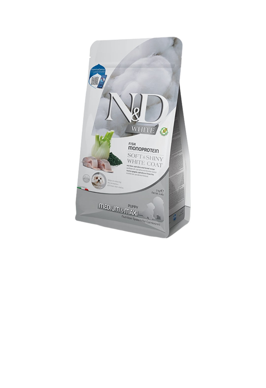 Farmina Dog N&D White Coat Puppy Medium and Maxi Seabass Kelp and Fennel 4.4 lbs