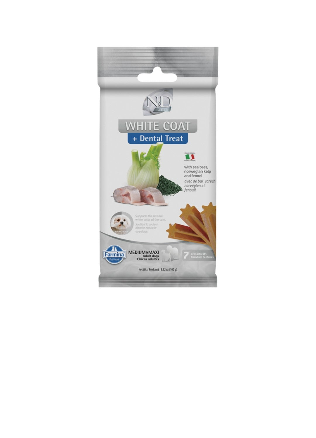 Farmina Dog N&D White Coat Medium and Maxi Grain Free Seabass Kelp and Fennel 100 g