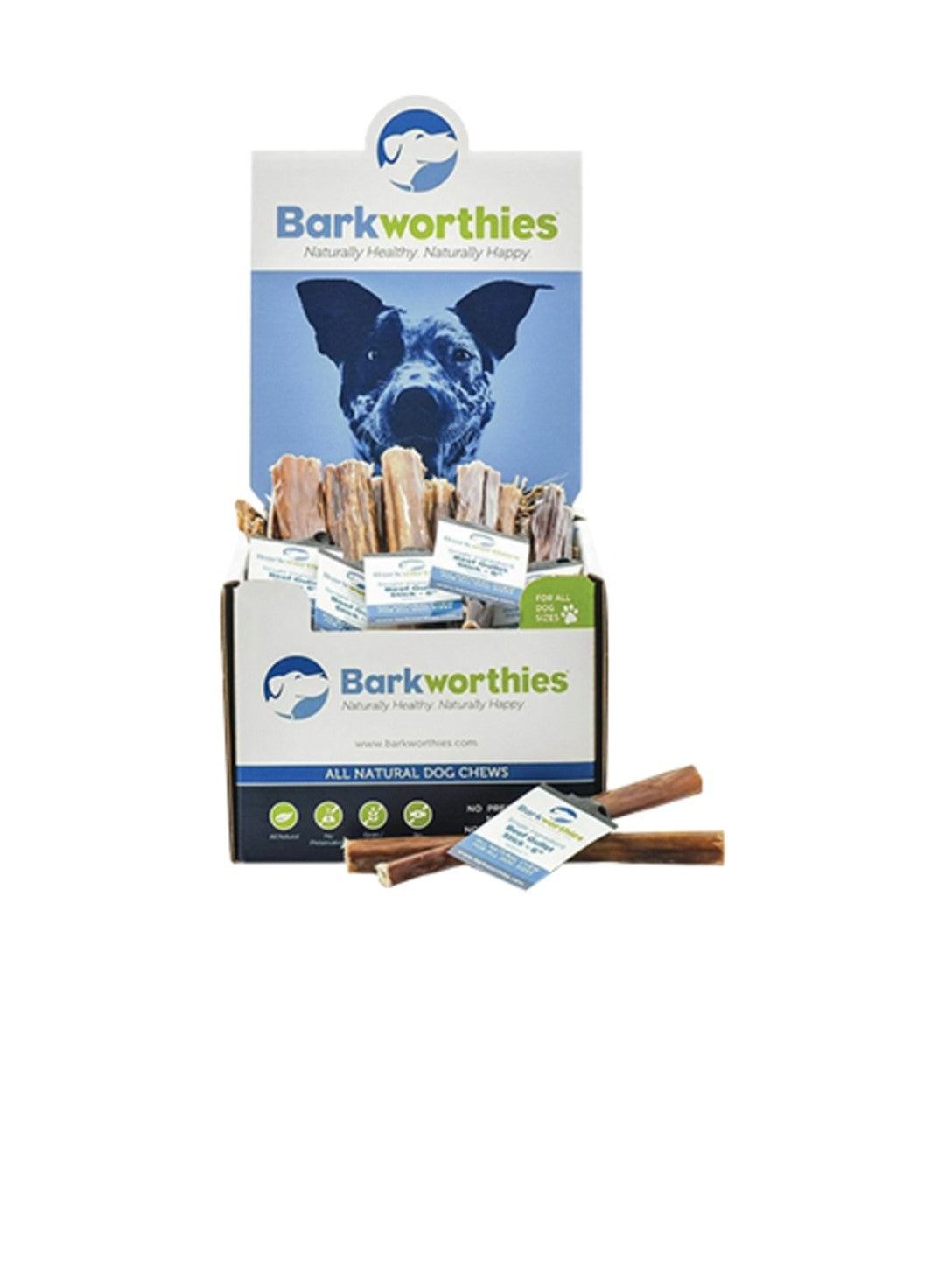 Barkworthies Dog Beef Gullet Stick 6 Inch Mini Case 75 count