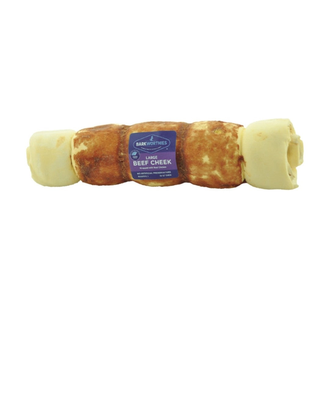 Barkworthies Dog Grain Free Chicken Dipped Beef Cheek Large