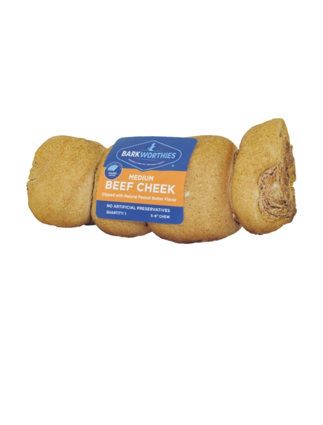 Barkworthies Dog Grain Free Peanut butter Dipped Beef Cheek Medium