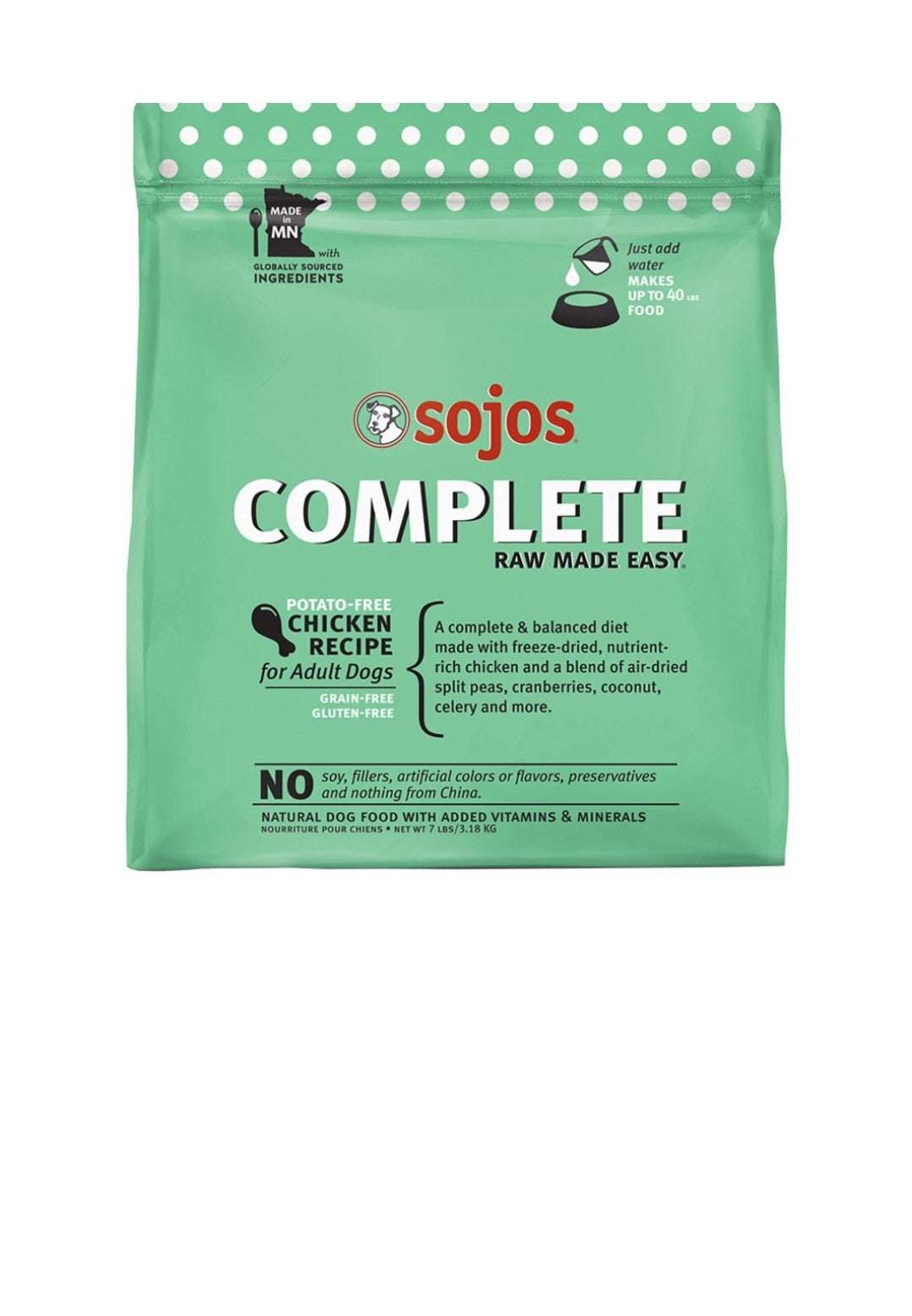 Sojos Dog Complete Freeze Dried Adult Chicken Recipe 7 lbs