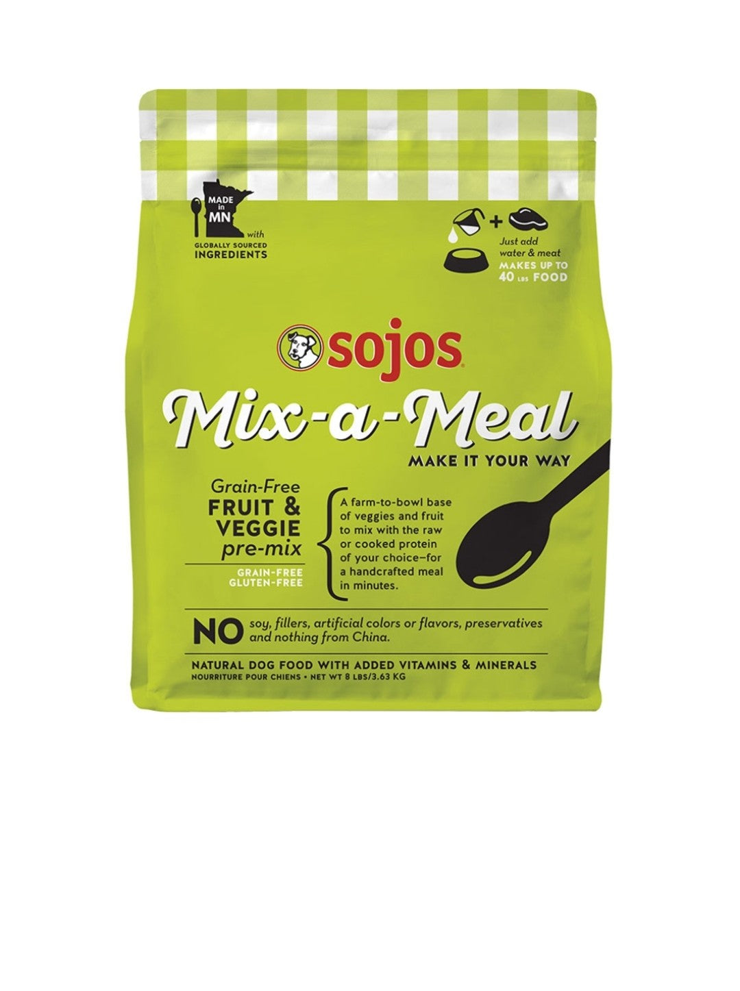 Sojos Dog Mix A Meal Freeze Dried Grain Free Fruit and Veggie Pre Mix Recipe 8 lbs