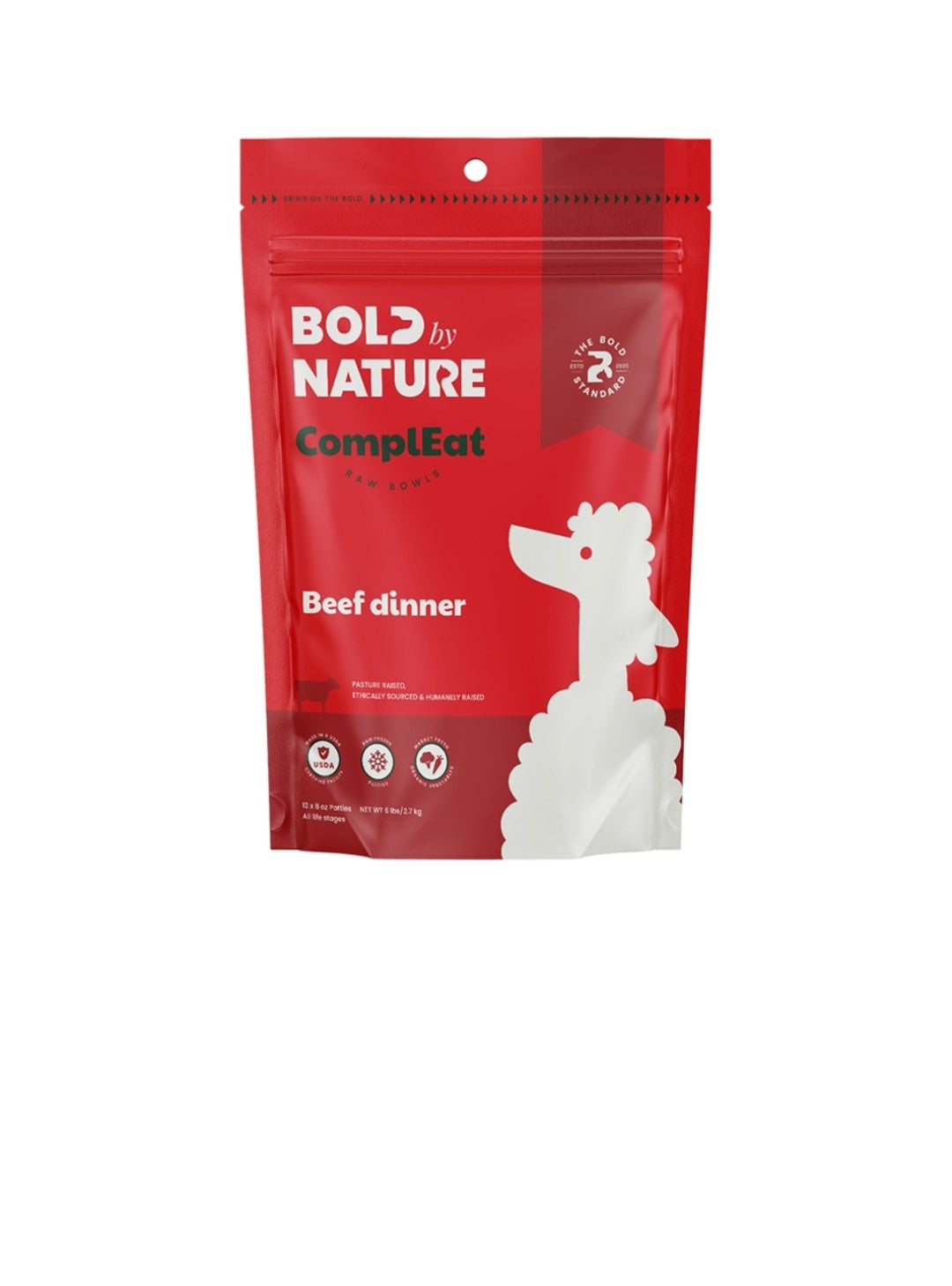Bold By Nature Dog Frozen Beef Patties 6 lbs