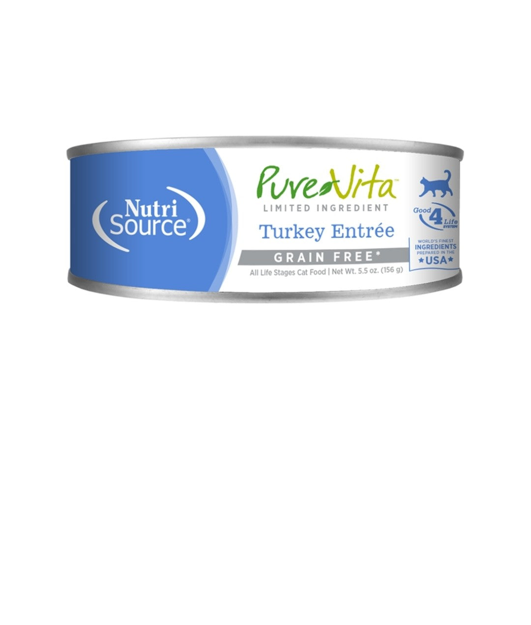 Pure Vita Cat Grain Free 96% Turkey and Liver 5.5 oz