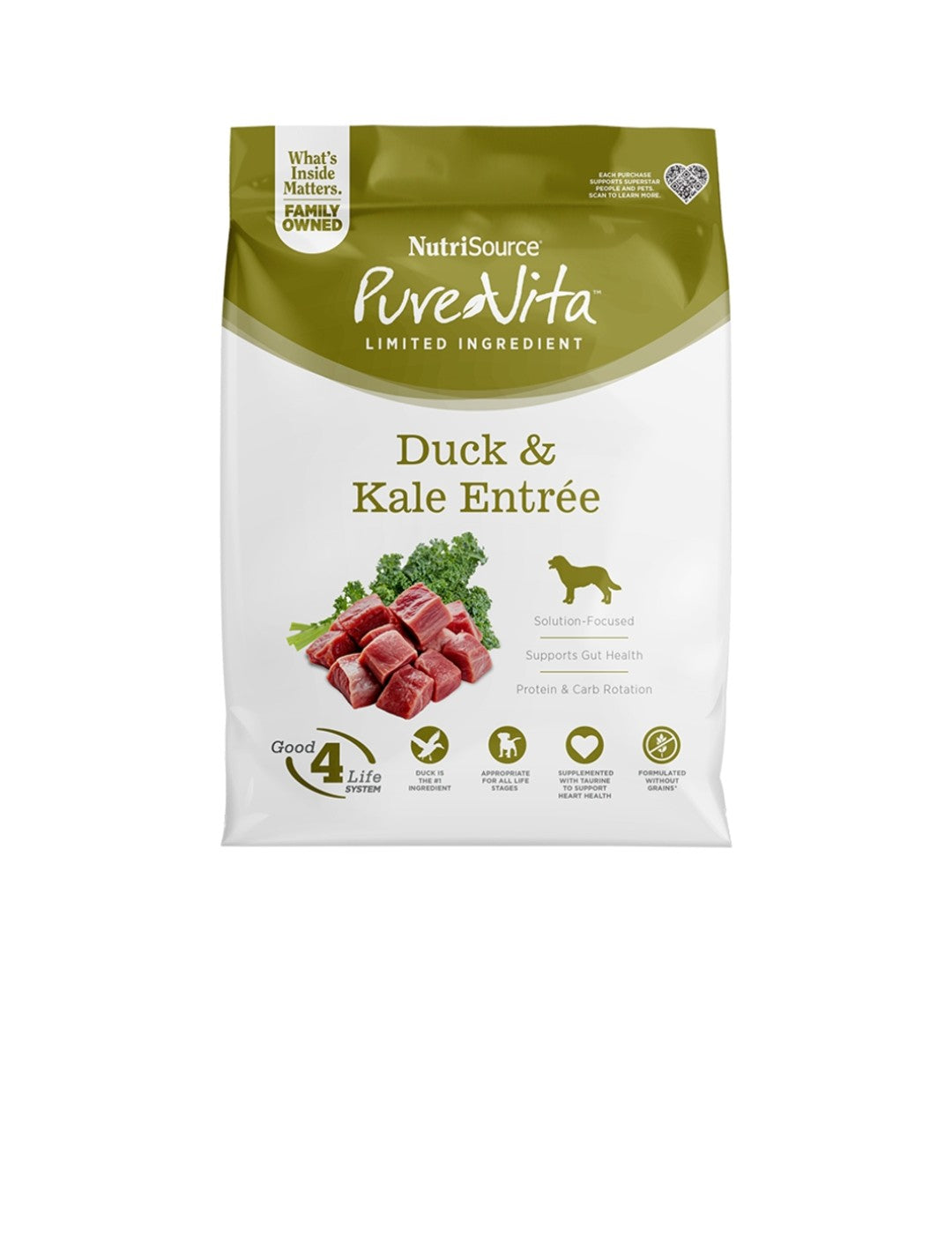 Pure Vita Dog Adult Grain Free Duck And Kale 12 lbs