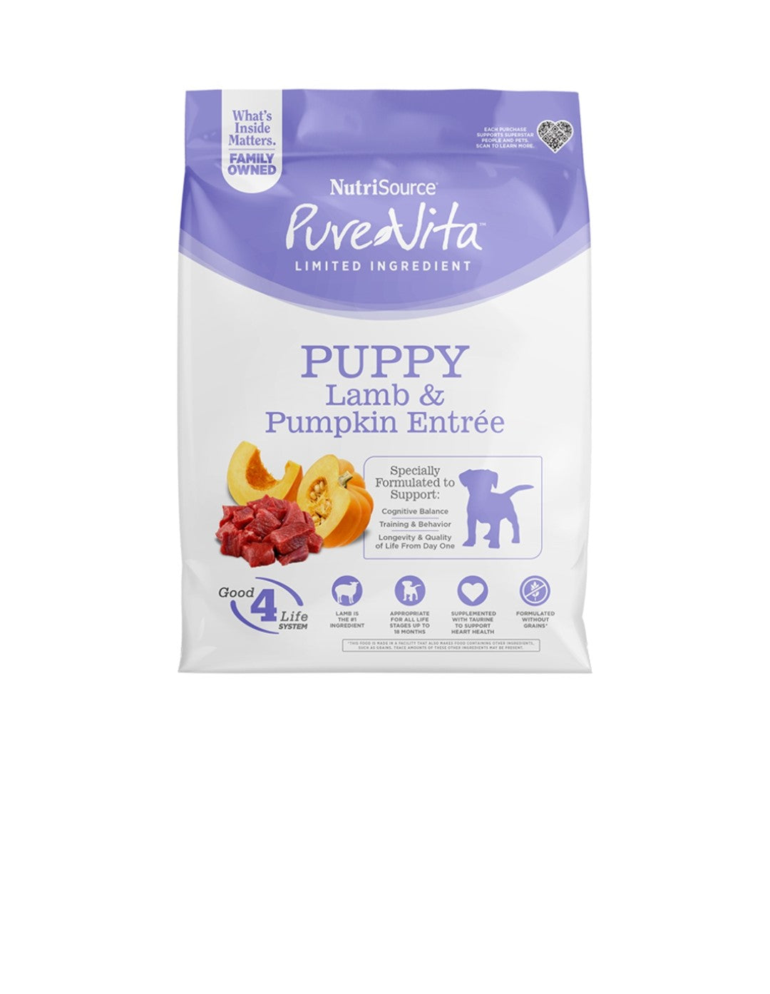 Pure Vita Dog Puppy Grain Free Lamb and Pumpkin 12 lbs
