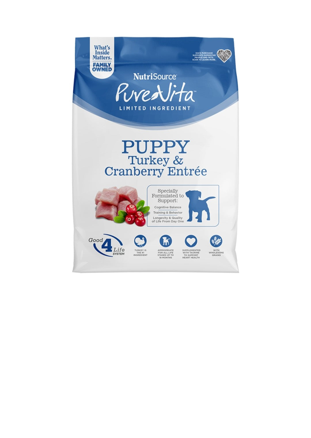 Pure Vita Dog Puppy Turkey and Cranberry 25 lbs