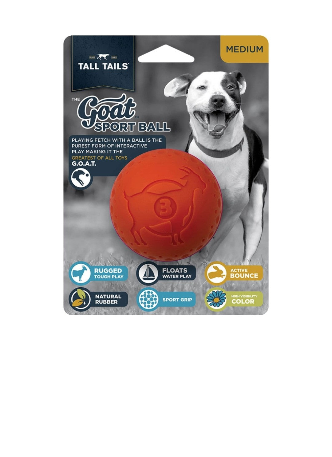 Tall Tails Dog Goat Ball Orange Medium 3 in