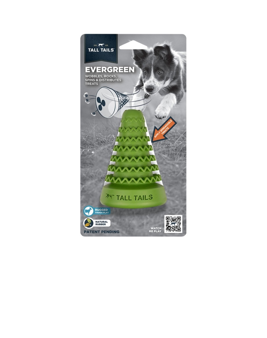Tall Tails Dog Natural Rubber Toy Evergreen 4 in