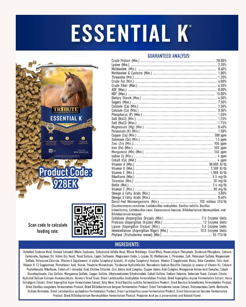 Tribute Essential K Pelleted Low NSC Ration Balancer 50 lbs