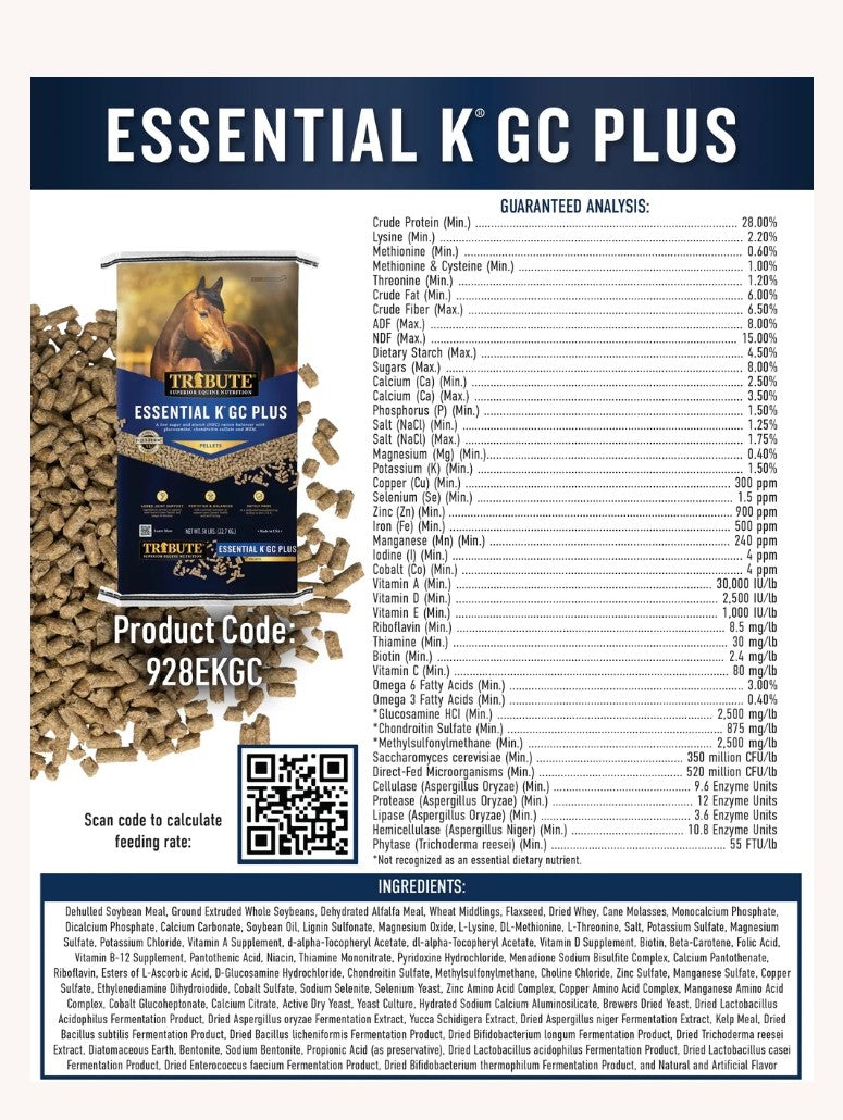 Tribute Essential K GC Plus Pelleted Low NSC Ration Balancer With Joint Support 50 lbs