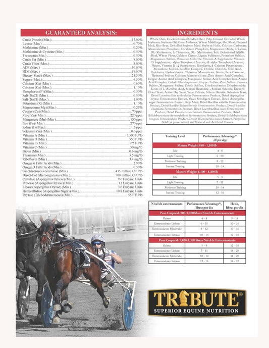 Tribute Performance Advantage Textured Feed For Race Horses 50 lbs