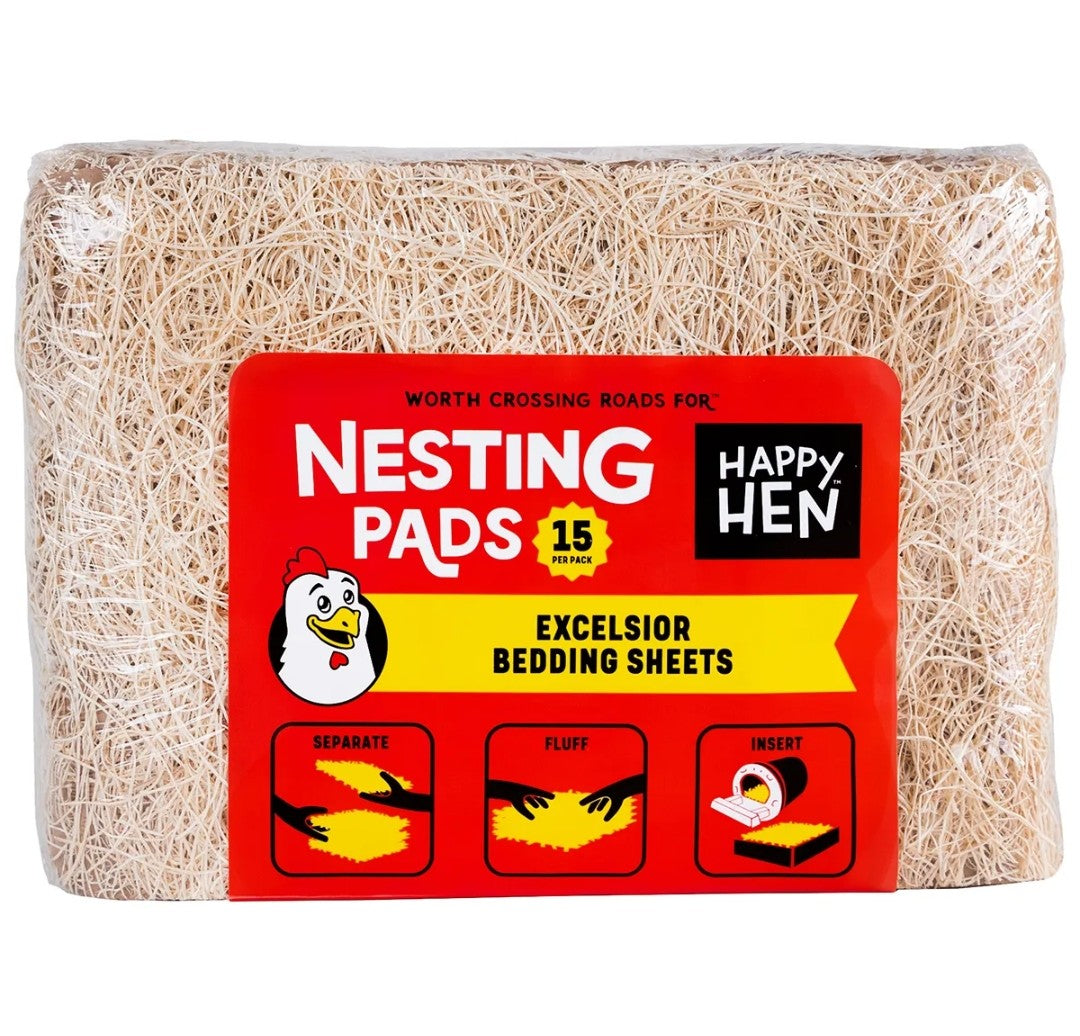 Happy Hen Excelsior Nest Box Bedding Pads 15 pack