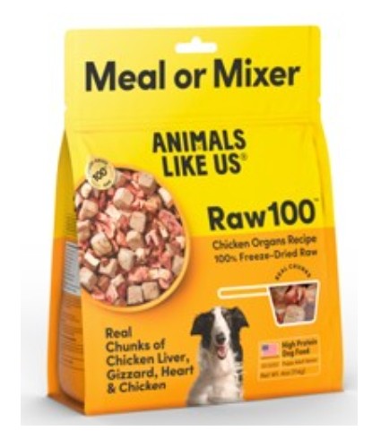 Animals Like Us Freeze Dried Raw 100 Chicken Organs Dog food 13 oz