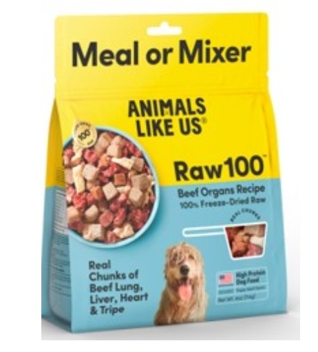 Animals Like Us Freeze Dried Raw 100 Beef Organs Dog Food/ Topper 13 oz