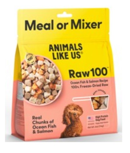 Animals Like Us Freeze Dried Raw 100 Ocean Fish and Salmon Dog food/Topper 13 oz