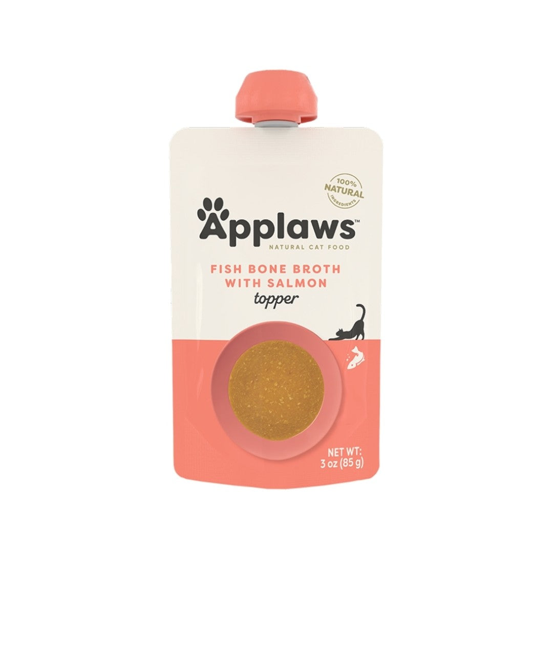 Applaws Cat Grain Free Salmon Bone Broth With Salmon Topper Pouch 3 oz 12 pack