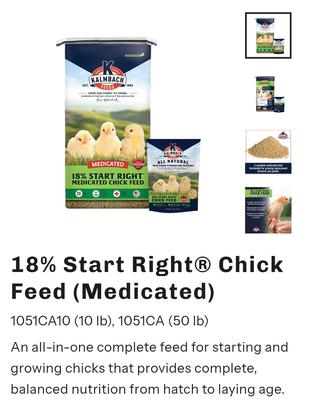 18% Start Right Chicken Feed 50lb Medicated