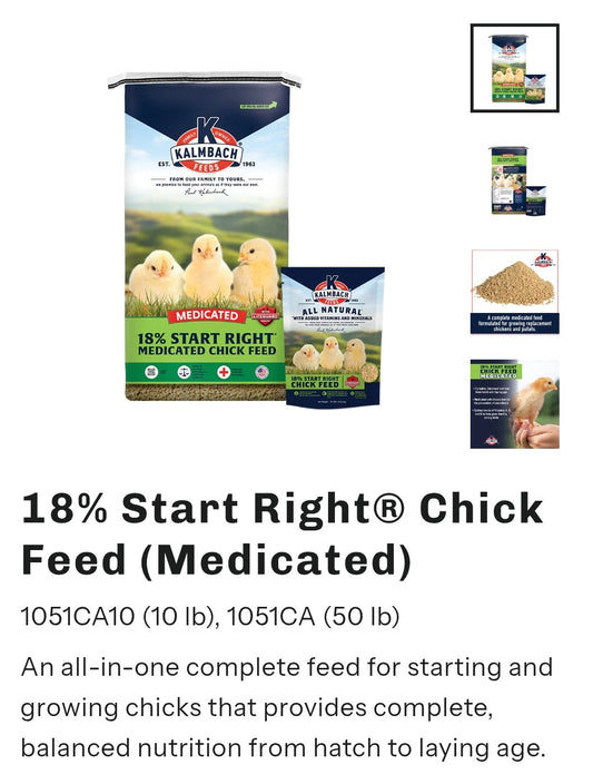 18% Start Right Chicken Feed 50lb Medicated