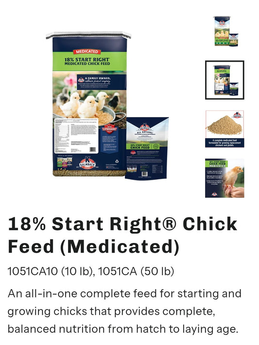 18% Start Right Chicken Feed 50lb Medicated