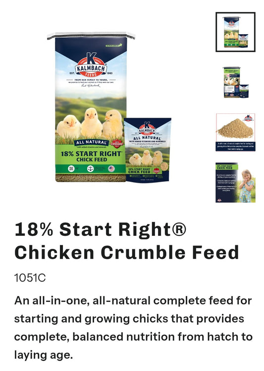 18% Start Right Chicken crumble feed 50lb
