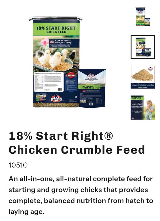 18% Start Right Chicken crumble feed 50lb
