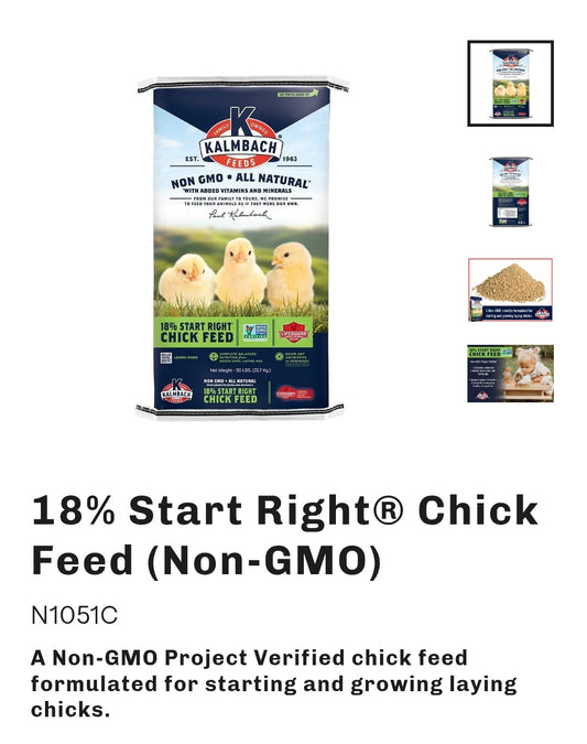 18% Non - GMO Start Right chick feed 50lb