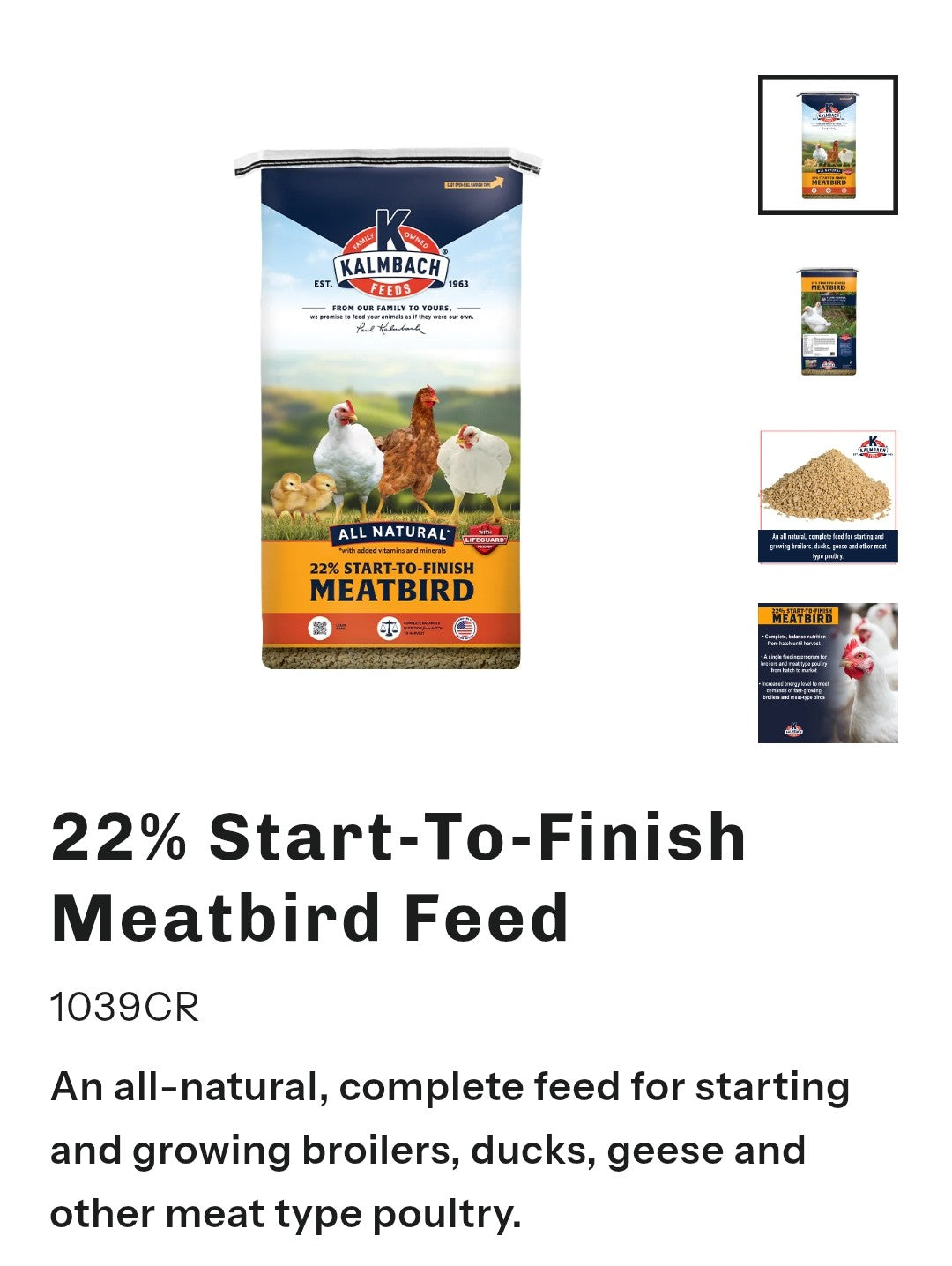 22% Start- To - Finish Meatbird feed Crumble