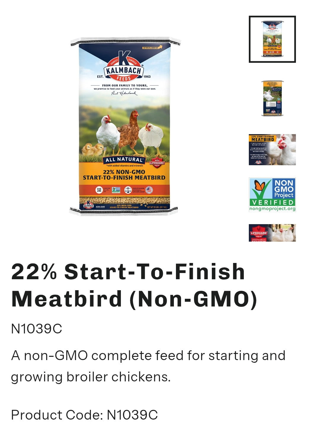 22% Non- GMO Start- To - Finish Meatbird Crumble 50lb