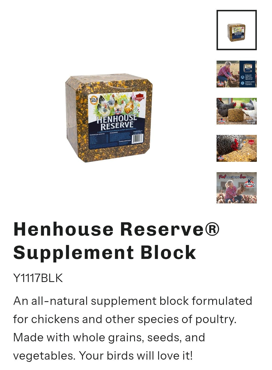 Henhouse reserve supplement 20 lb Block
